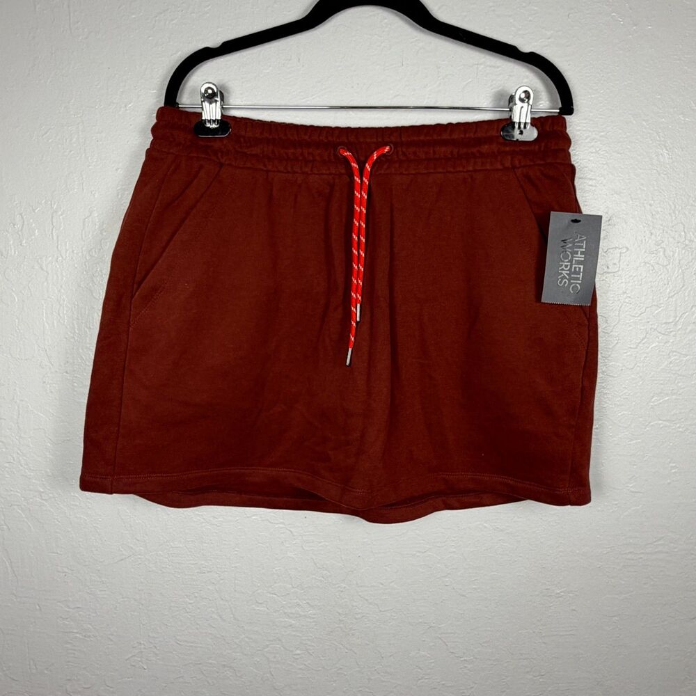 Athletic Works Women’s L 12-14 Rich Cognac Fleece Skort Drawstring NWT